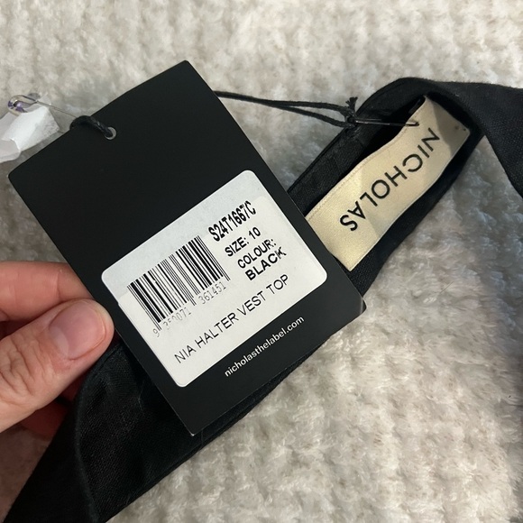 NWT Nicholas Nia Linen Vest Top in black - large (size 10) revolve - FWRD - Picture 7 of 11